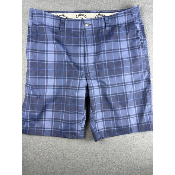 Callaway Shorts Mens 36 Blue Golf Performance 10" Plaid Chino Casual Opti Dry - Picture 1 of 6